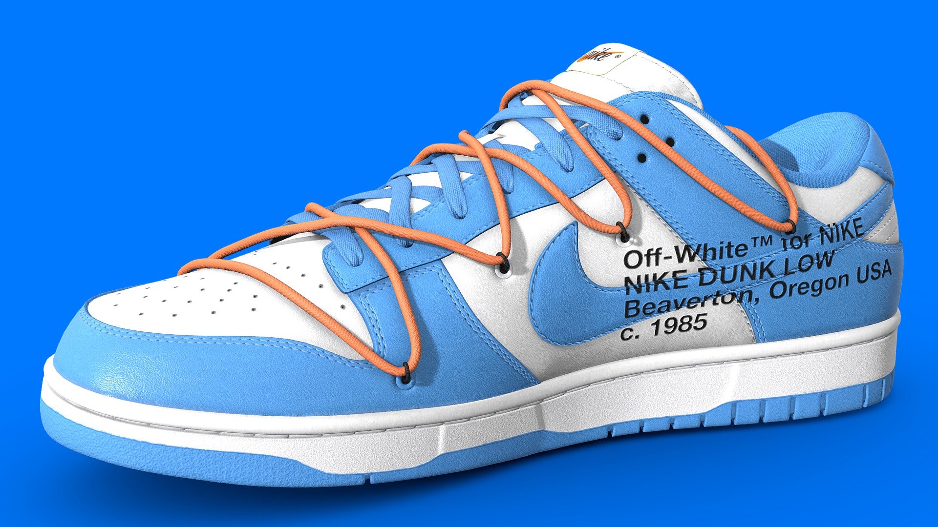 stapel Droogte Gevangenisstraf Off White x Nike Dunk University Blue Shoe - Buy Royalty Free 3D model by  Joe-Wall (@joewall) [d0a04dd]