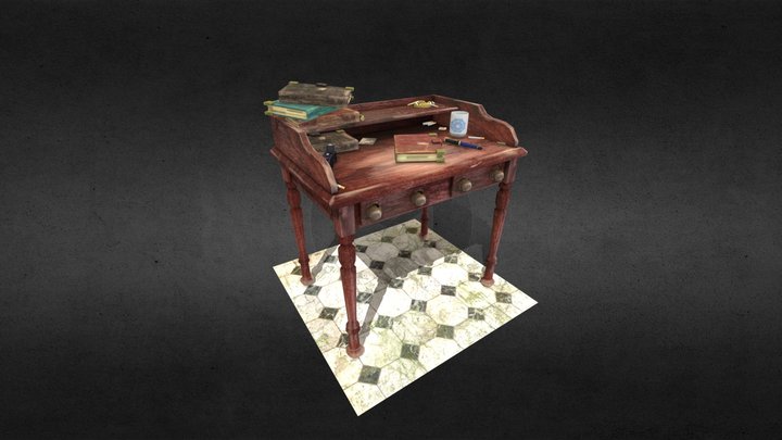Low Poly Detectives desk 3D Model