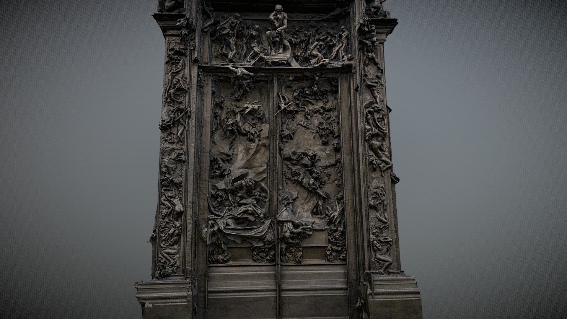 3D model Gates of Hell photogrammetry  scan (PBR) - This is a 3D model of the Gates of Hell photogrammetry  scan (PBR). The 3D model is about a wood cabinet with carvings.
