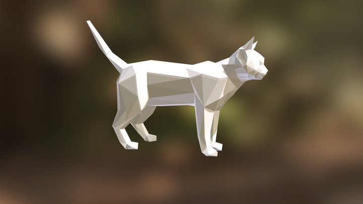 Cat low poly model for 3D printing. 3D Model