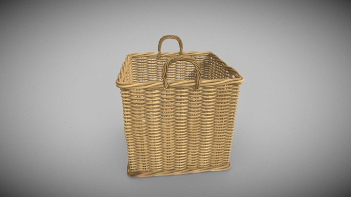 Straw Basket For Picknick 3D Model