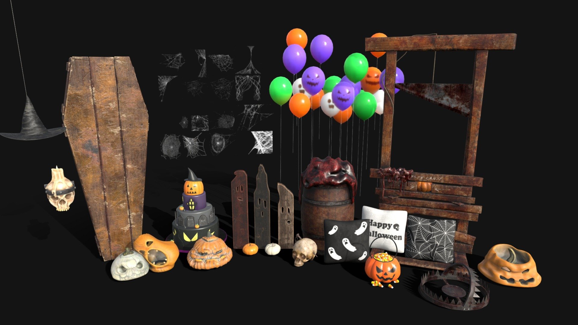 Halloween Decoration Pack Buy Royalty Free 3d Model By Clockwork Creations