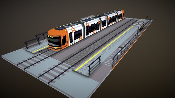 Lowpoly Tram 3D Model