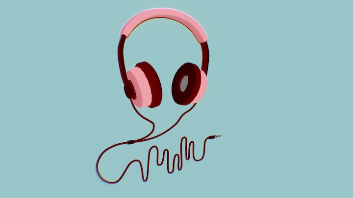 Headphones - flat colour 3D Model