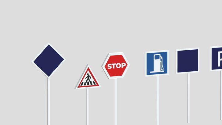 lights and sign boards 3D Model