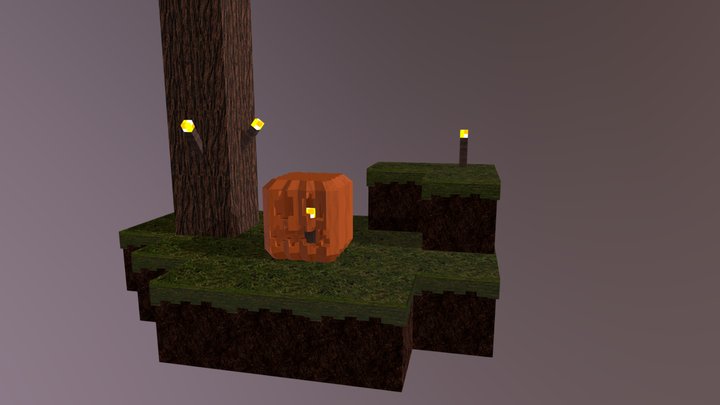 Minecraft Pumpkin Diorama 3D Model