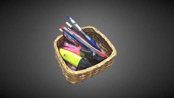 Object - Office basket with pen 3D Model