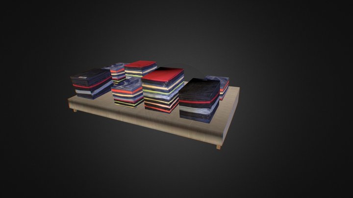 Table With Clothing To Sell 3D Model