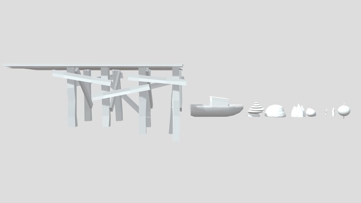 Dock Corals And Objects 3D Model