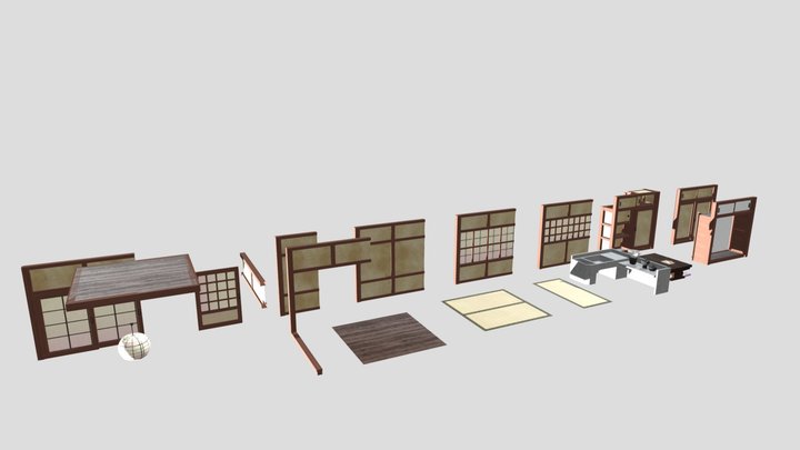 Japanese Machiya Set Kit 3D Model