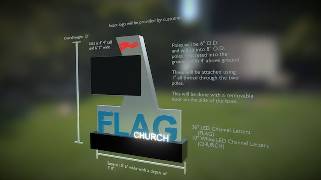 Flag Church CAD 0 0 1 3D Model