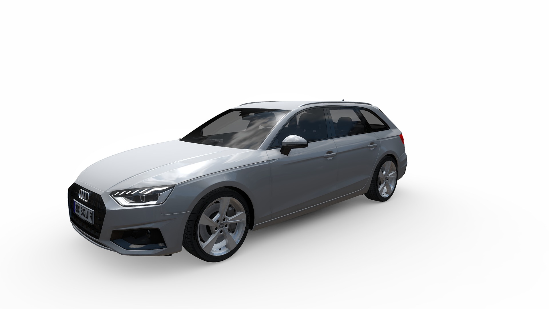 3D model Audi A4 Avant 2020 - This is a 3D model of the Audi A4 Avant 2020. The 3D model is about a silver car with a white background.
