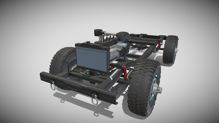 Full Offroad Vehicle Chassis 3D Model