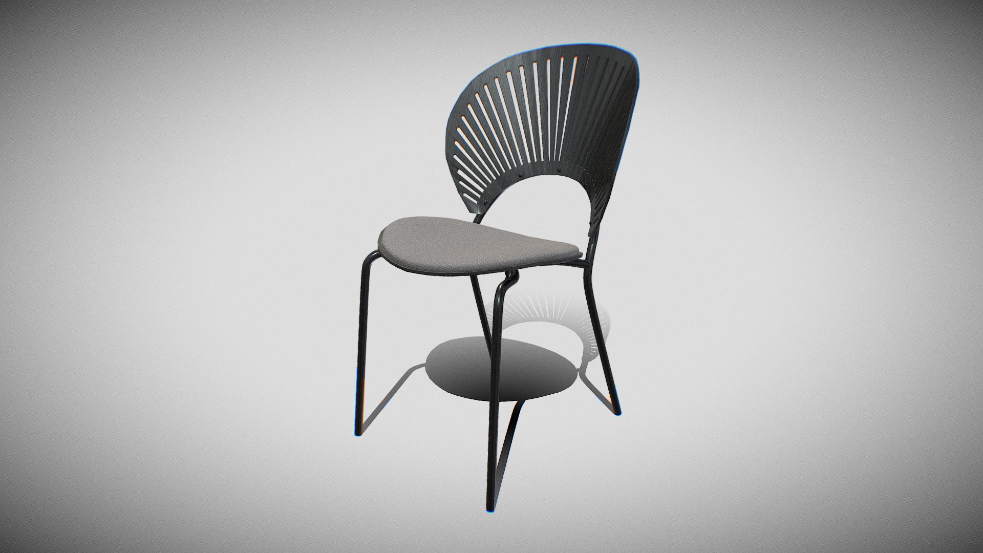 3D model TRINIDAD Chair-black ash wood - This is a 3D model of the TRINIDAD Chair-black ash wood. The 3D model is about a chair with a cushion.