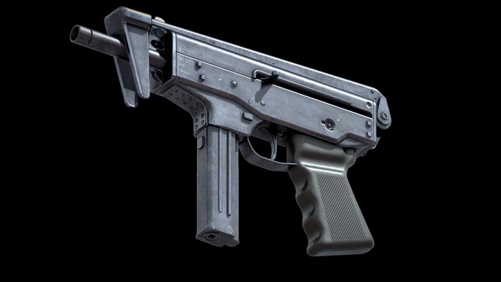 PP-91 «KEDR» Machine Pistol Midpoly Gameready 3D Model