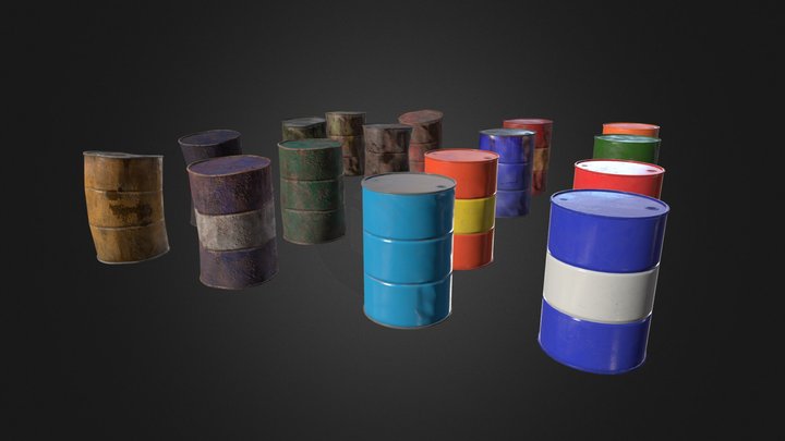 Metal Barrels - Set 1 3D Model