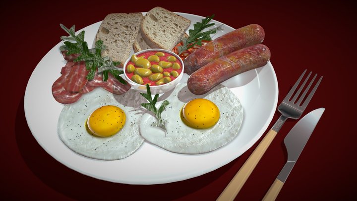 Regal Morning Feast: A Breakfast Fit for Royalty 3D Model