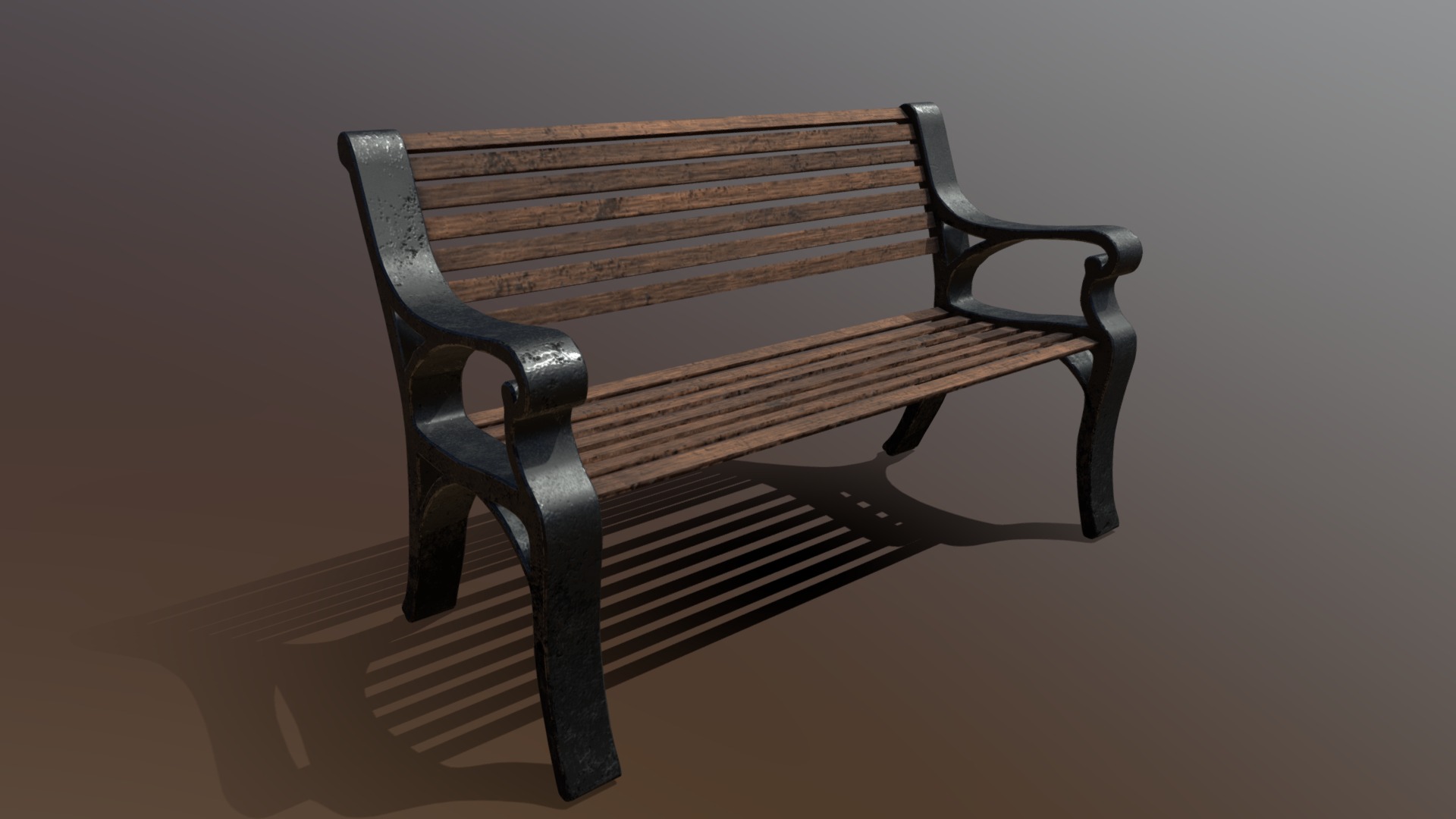 3D model Bench — aged and gritty - This is a 3D model of the Bench -- aged and gritty. The 3D model is about a wooden bench on a white background.