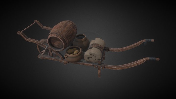 Medieval Cart Lowpoly Game Asset 3D Model