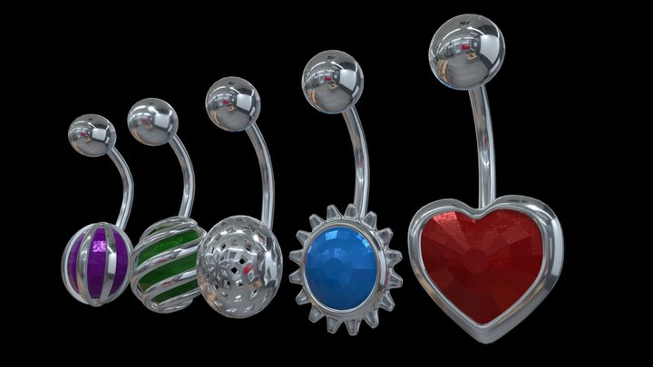 Belly-button/navel piercing/jewellery 3D Model