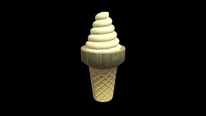 Cartoon Vanilla Icecream Cone 3D Model
