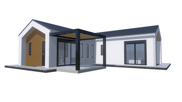 MAISON_TRADI_HOME_Mur blanc_toit_gris - copy 3D Model