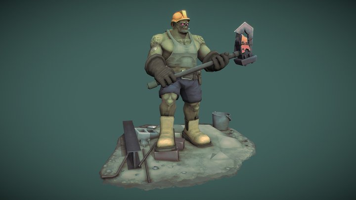 Construction Zombie 3D Model