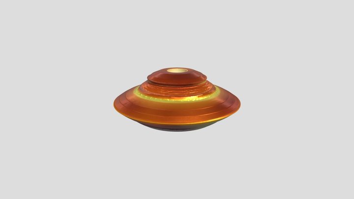 glowing flying saucer UFO with beam 3D Model