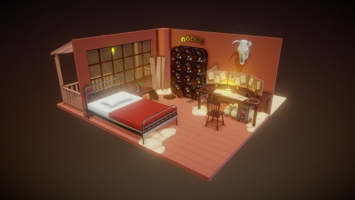 Cowboy Bedroom 3D Model