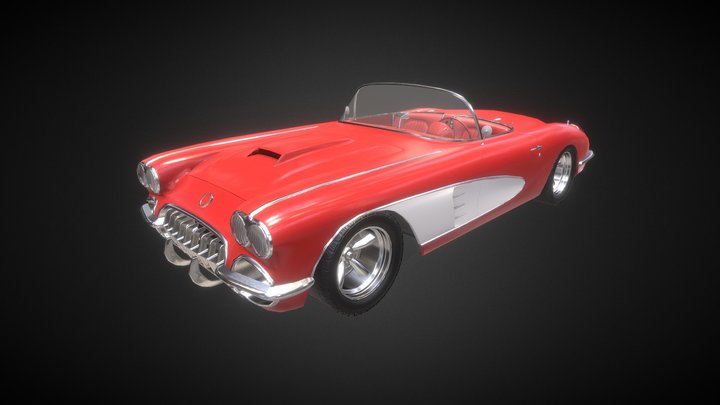 Red Classic Car 3D Model