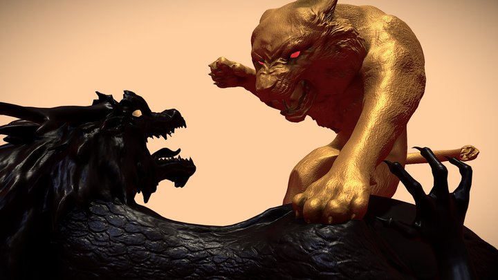 Tiger vs Dragon 3D Model