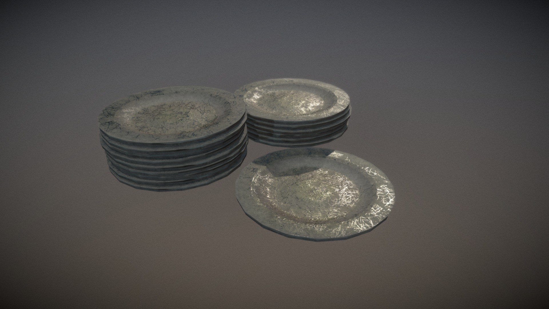 3D model Old Plate - This is a 3D model of the Old Plate. The 3D model is about a group of coins.