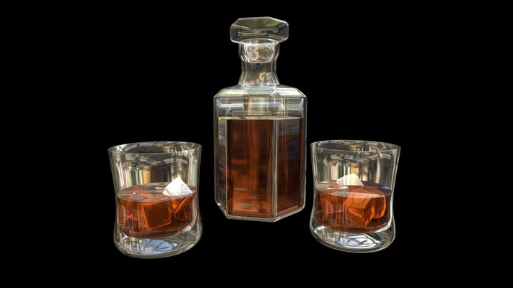 Whisky Cristal Bottle 3D Model