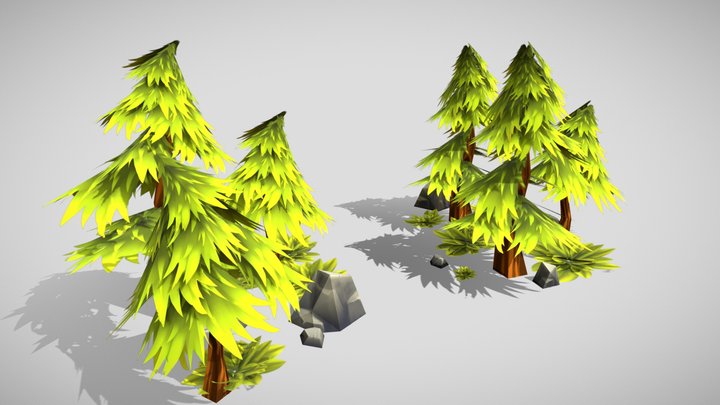 Stylized Hand-Painted Forest 3D Model