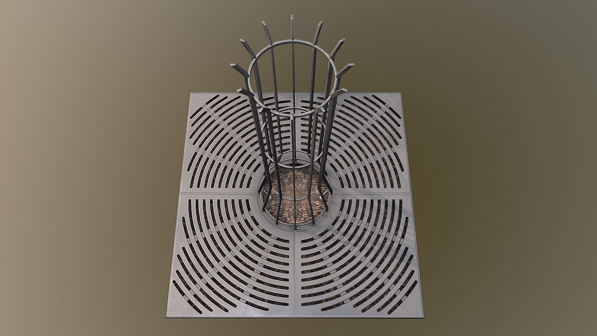 3D model City Tree Grille (Version 3) Low-Poly - This is a 3D model of the City Tree Grille (Version 3) Low-Poly. The 3D model is about a metal fan on a wall.