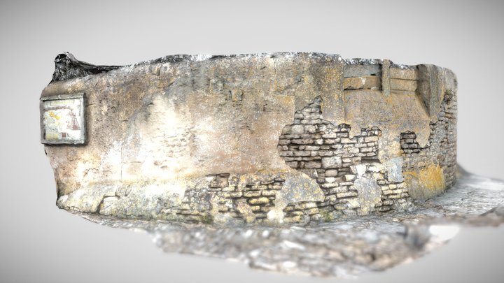 Old wall on the coast of whales lighthouse 3D Model