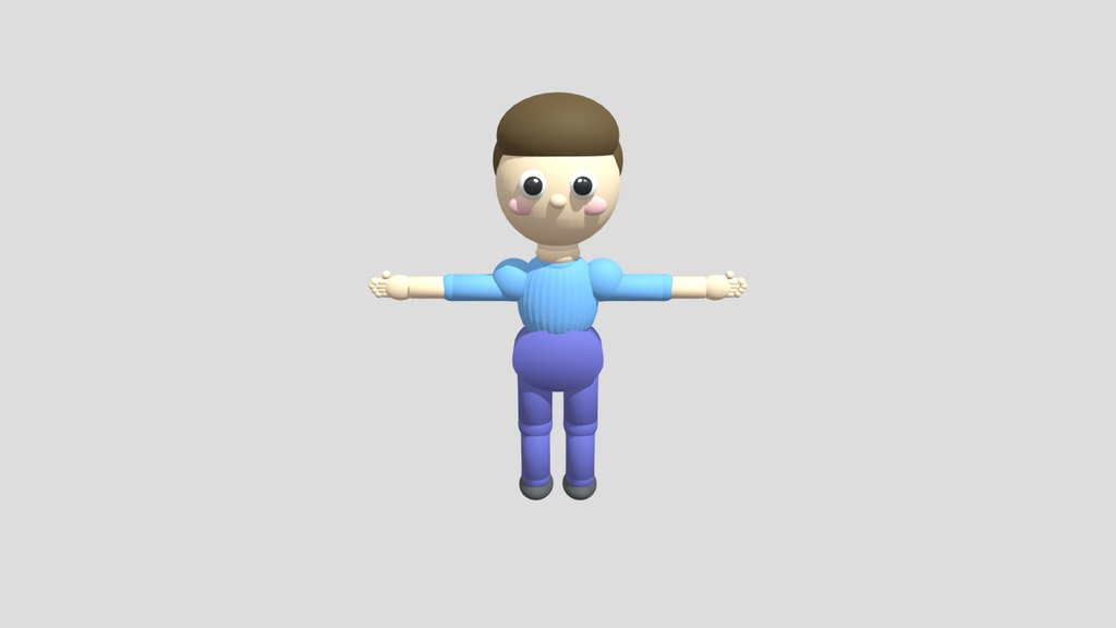 Cute Cartoon Boy Character - Low Poly 3D Model