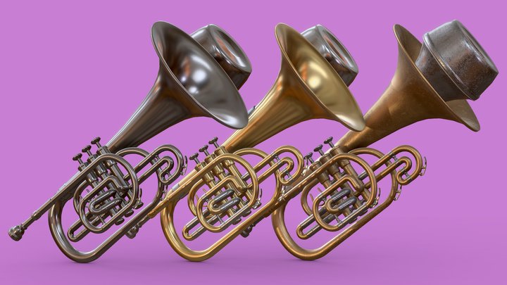 Mellophone - Brass Instrument 3D Model