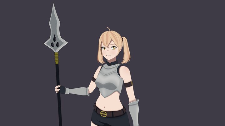 Anime girl with spear 3D Model