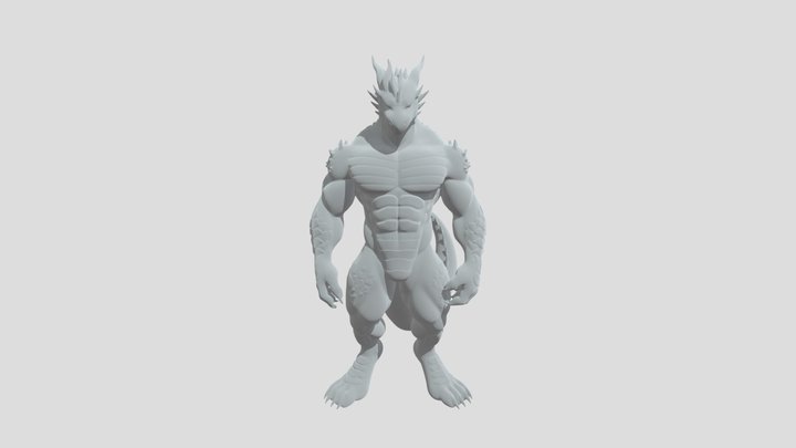 Male Anthro Dragon 3D Model