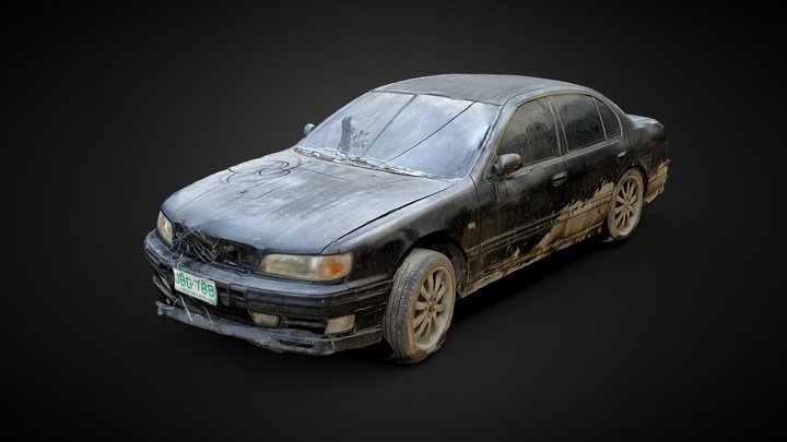 Abandoned Black Dirty Car - 3D Scan 3D Model