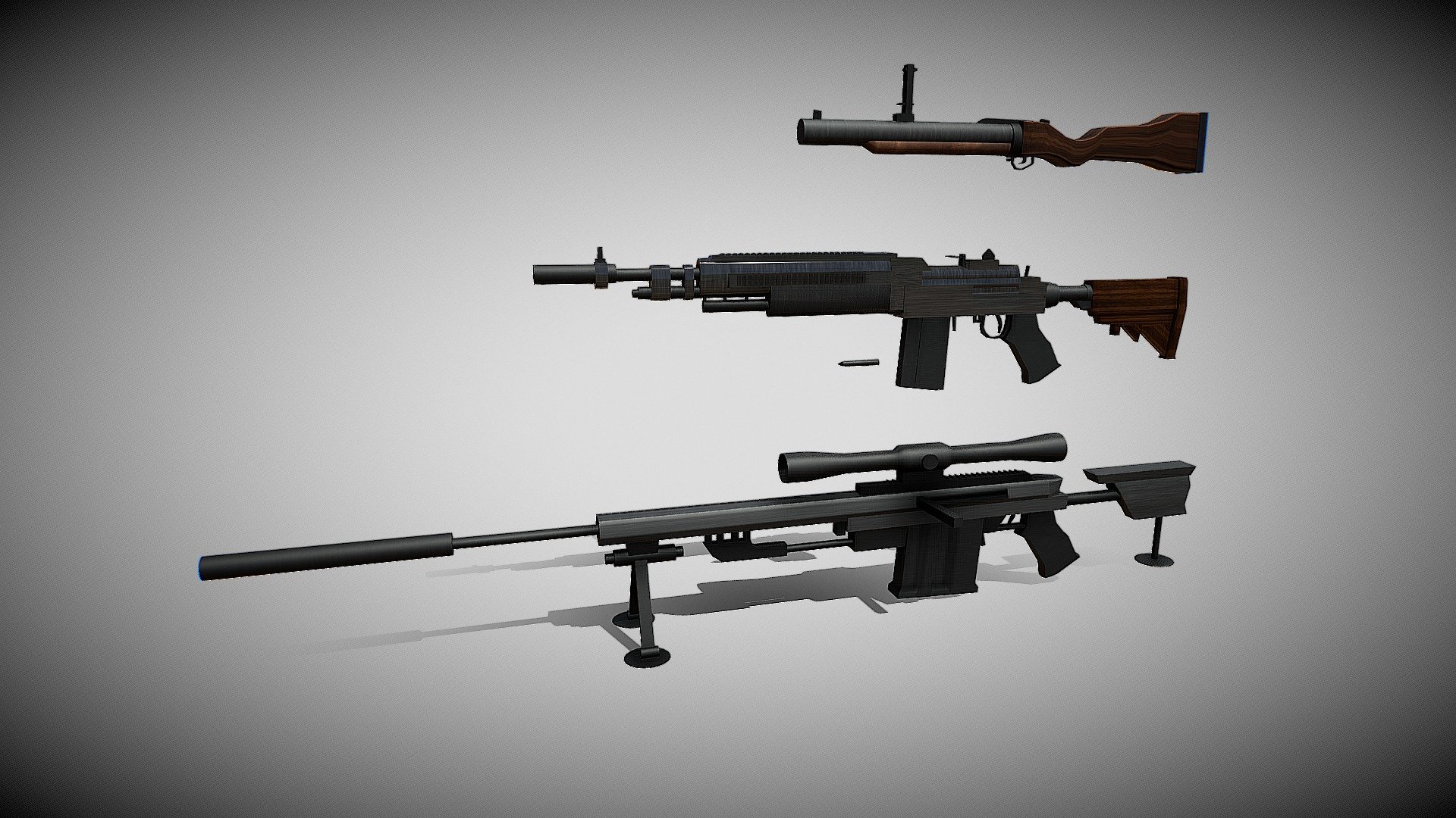 Pacote de armas de jogo (30 ativos, Low Poly) Modelo 3D $24 - .max