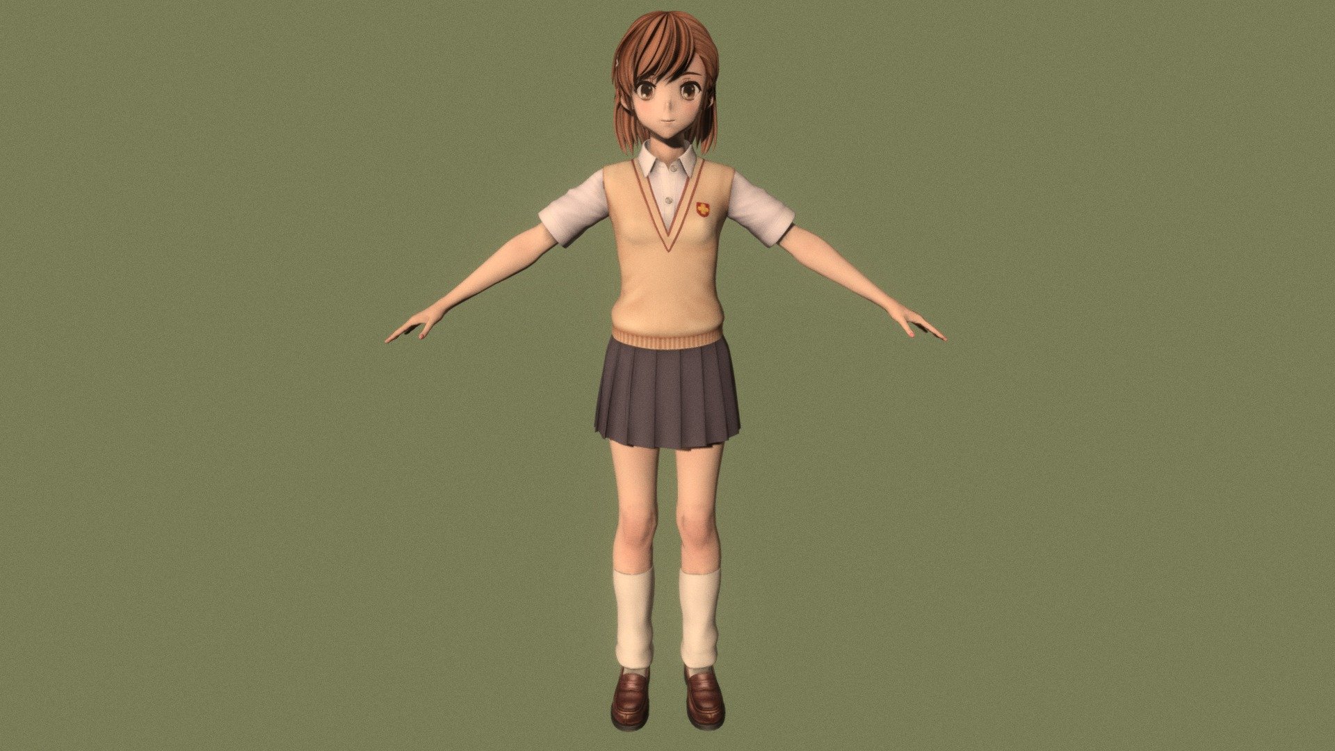 T Pose Rigged Model Of Misaka Mikoto Buy Royalty Free 3d Model By 3d Anime Girls Collection 6751