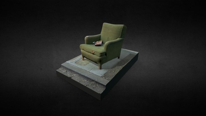 Old green chair 3D Model