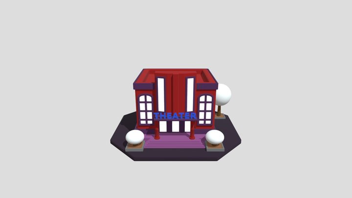 Cartoon-Style Theater Building 3D Model 3D Model