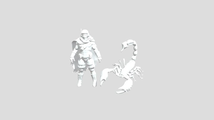 Desert Warrior and Scorpion Set 3D Model