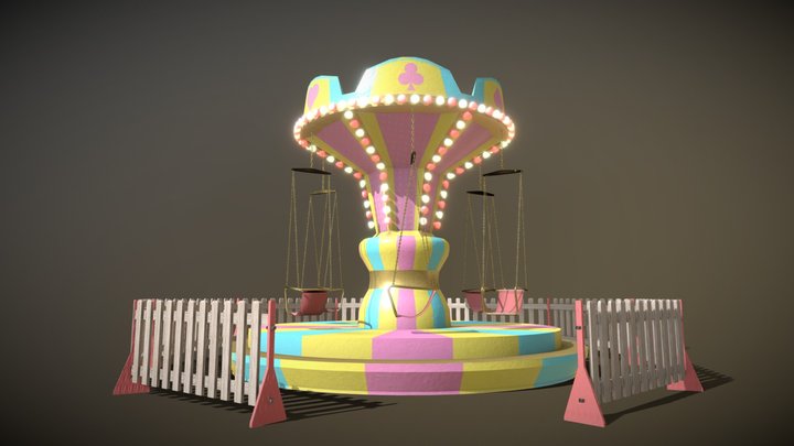 carousel flying chairs 3D Model