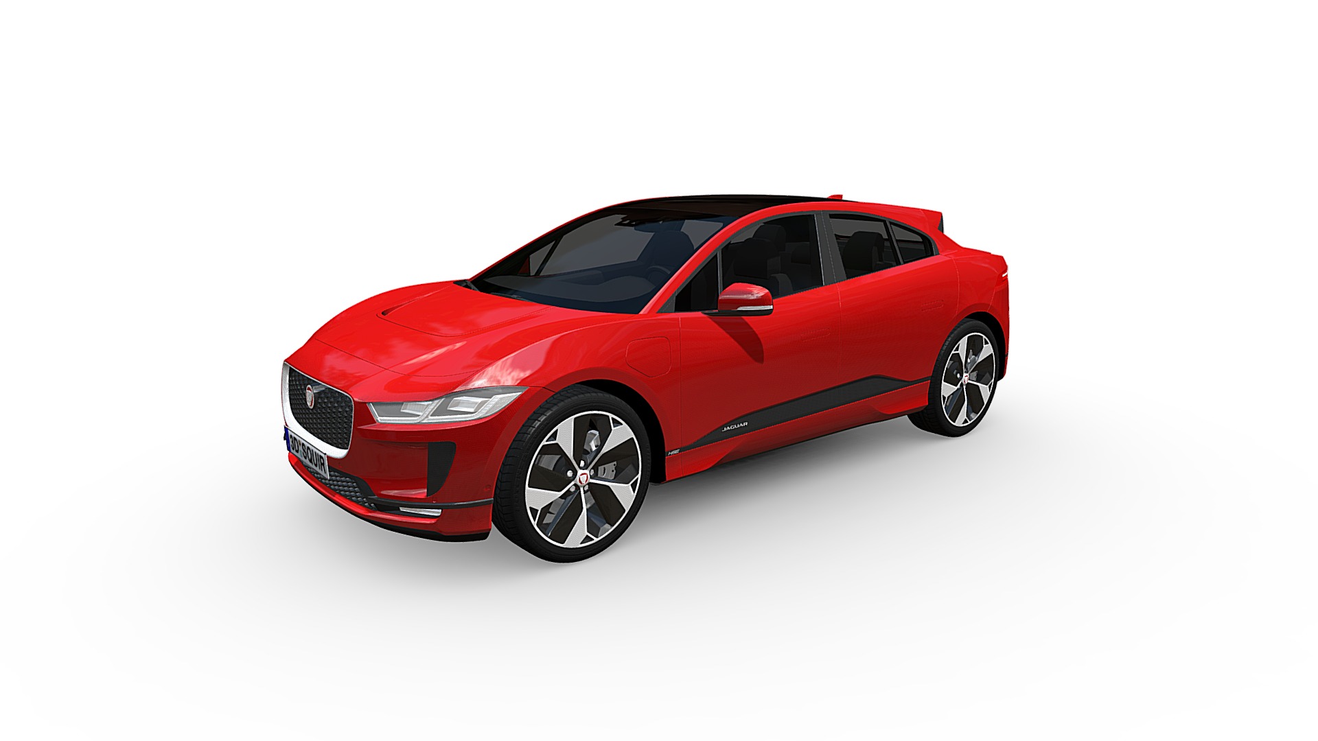 3D model Jaguar I-Pace 2018 - This is a 3D model of the Jaguar I-Pace 2018. The 3D model is about a red car with a white background.