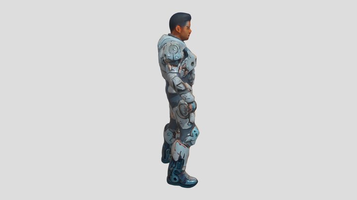 Futuristic Sci-Fi Soldier in Full Body Armor 3D Model