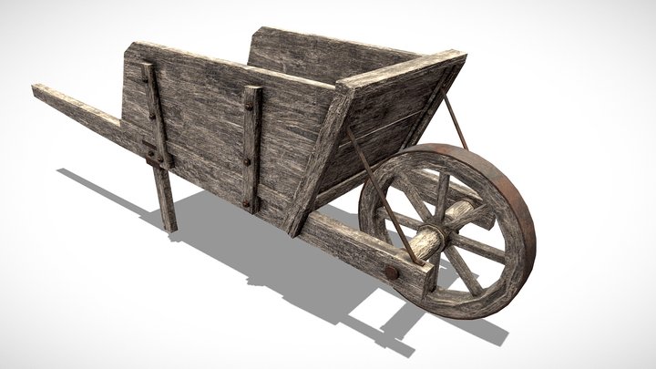 Wooden Wheelbarrow 3D Model